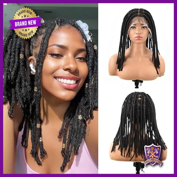 Full Lace Human Hair Dreadlock Wig 68 Strands Handmade Natural Dreads main image 5